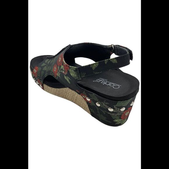 Corkys Women's Carley Wedges Black/Red/Floral - Medium - Picture 3 of 3